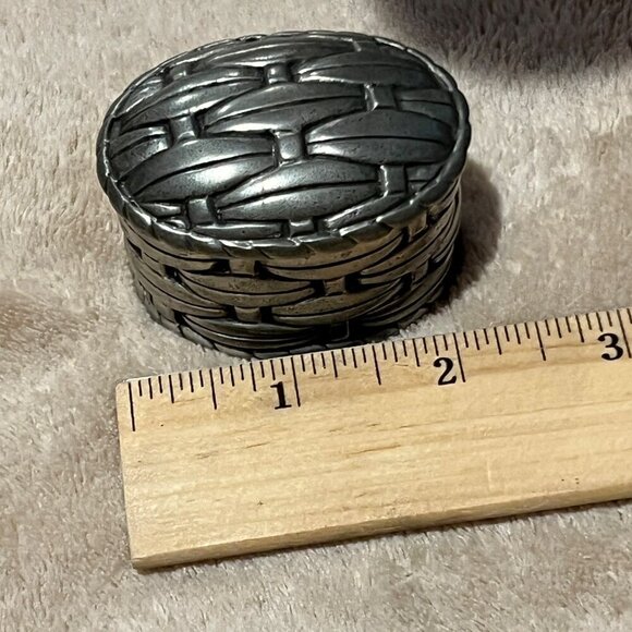 Pierre Deux Basketweave Pewter Box Small trinket - Picture 12 of 13